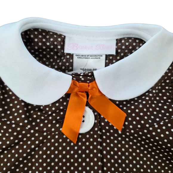 Bonnie Baby Turkey Trapeze 2-Piece Dress Set Brown Polka Dot 6–9M Thanksgiving - Picture 3 of 9